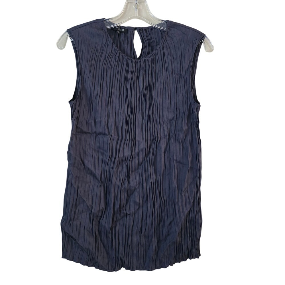 Lafayette 148 New York Silk Blend Shell Chemise Crinkle  Admiral Blue Size M‎